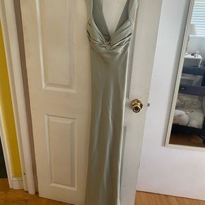 Sage green formal, long silk dress, size 8